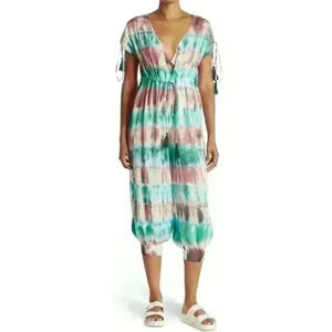 RAGA To Dye For Surplice Drawstring Waist Crop Jumpsuit R4245 Size S Beach Vacay